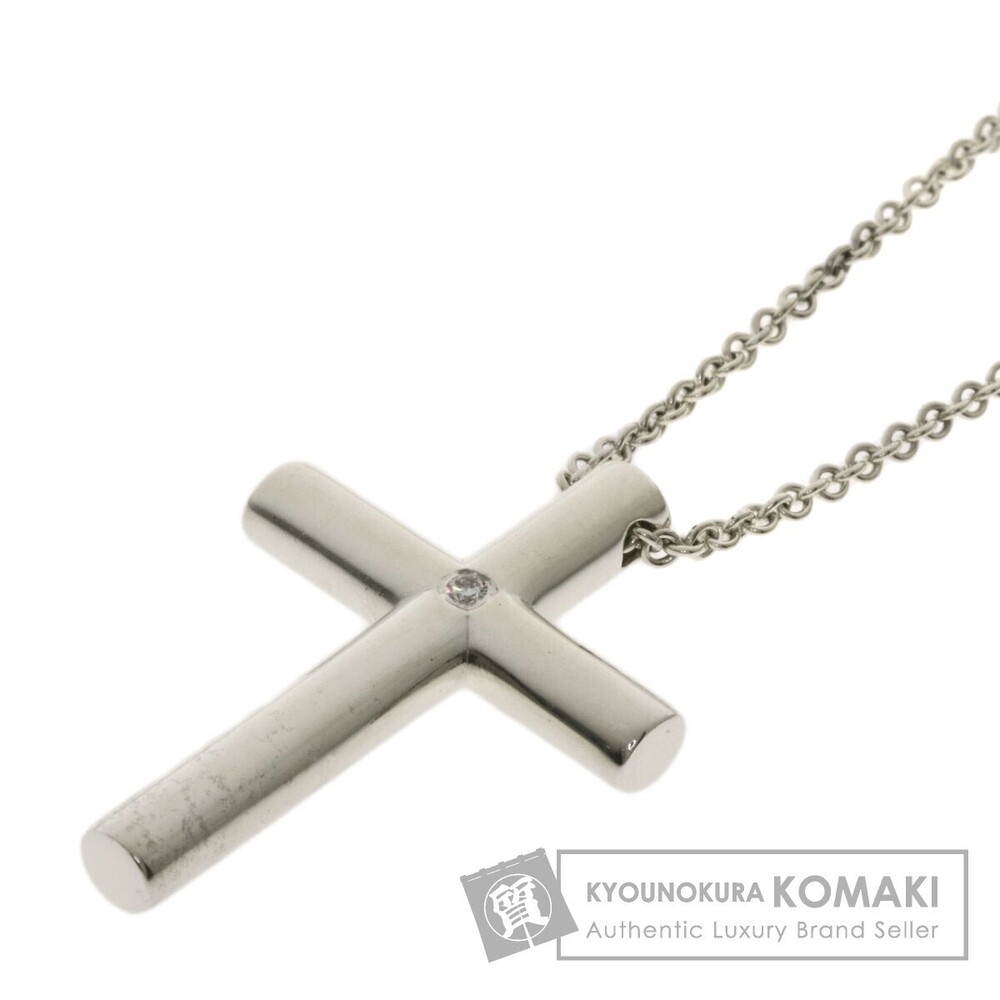 Tiffany Cross Diamond Necklace Silver